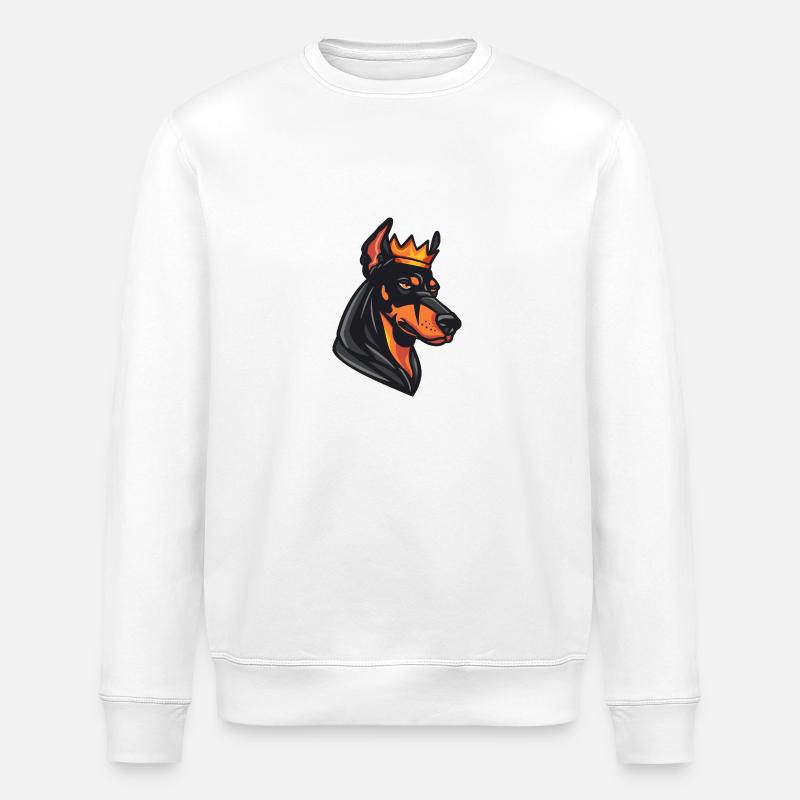 Doberman Hund Krone - Stanley/Stella Unisex Bio-Sweatshirt ROLLER - Weiß