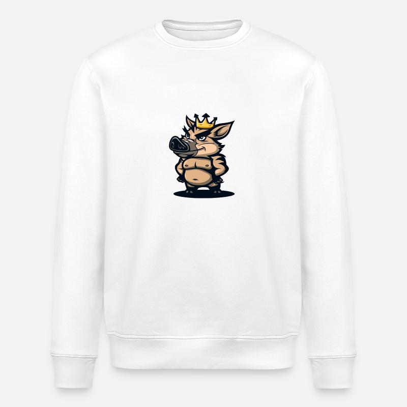 Cochon Bande Dessinée Couronne Sanglier - Sweat bio ROLLER Stanley/Stella Unisexe - blanc