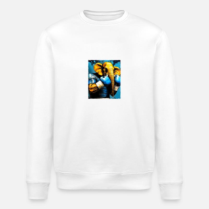 Elefant Boxer Boxen - Stanley/Stella Unisex Bio-Sweatshirt ROLLER - Weiß