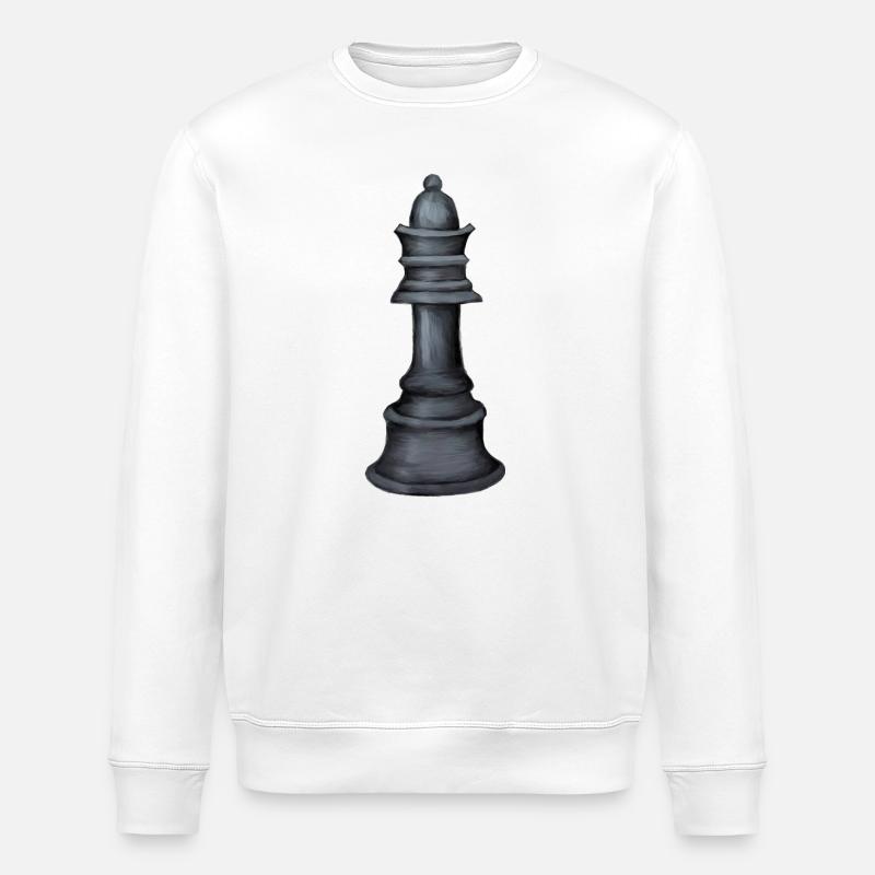 Graustufen Schachfigur Kunstdruck - Stanley/Stella Unisex Bio-Sweatshirt ROLLER - Weiß