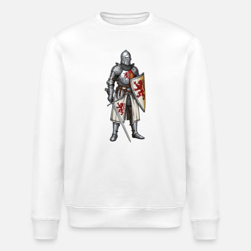 Ritter im Wappenhelm mit Löwenemblem - Stanley/Stella Unisex Bio-Sweatshirt ROLLER - Weiß