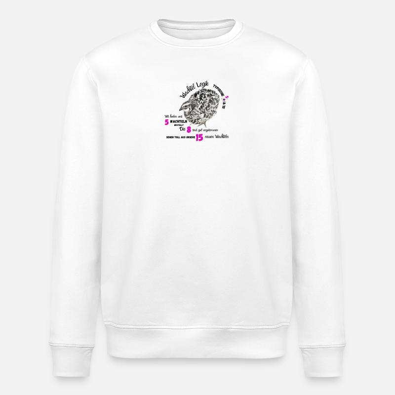 Quail - with neon numbers - Stanley/Stella ROLLER Unisex Organic Sweatshirt - white