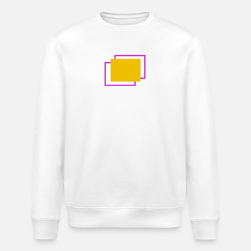 Cadre jaune et fuchsia en quinconce - Sweat bio ROLLER Stanley/Stella Unisexe - blanc