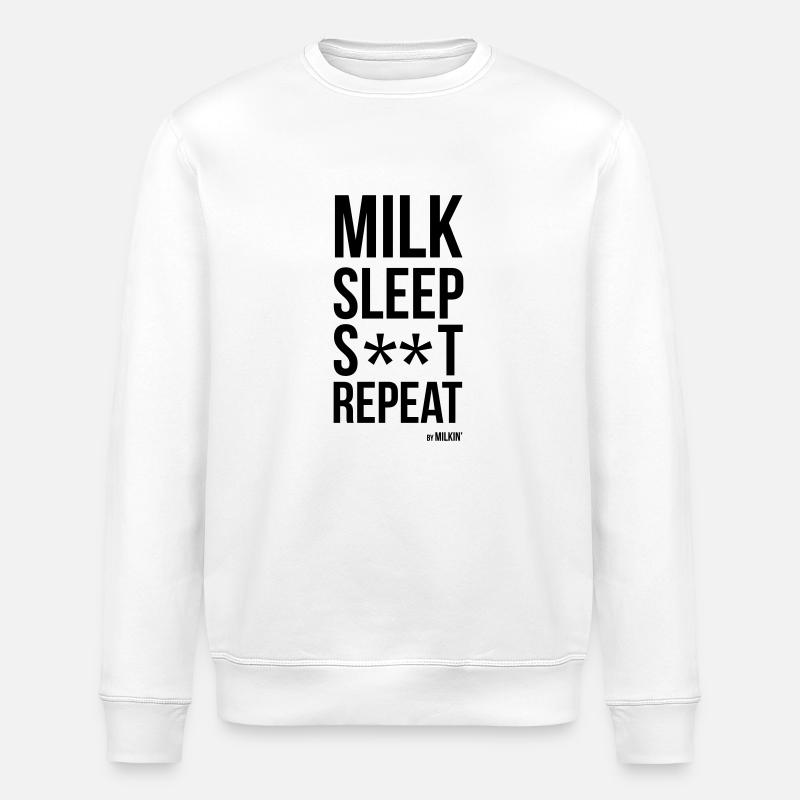 Milkin' - Repeat - Breastfeeding - Stanley/Stella Unisex Bio-Sweatshirt ROLLER - Weiß