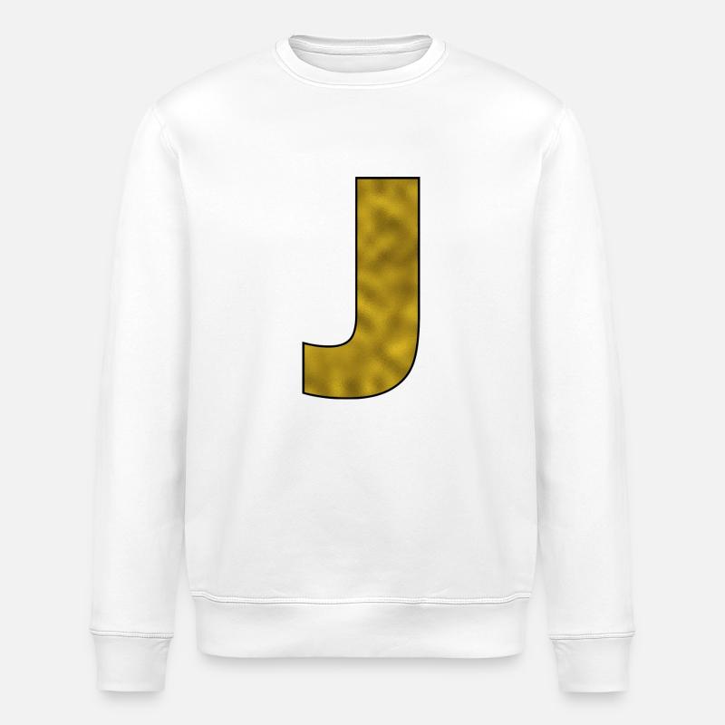 Buchstabe J Gold - Stanley/Stella Unisex Bio-Sweatshirt ROLLER - Weiß