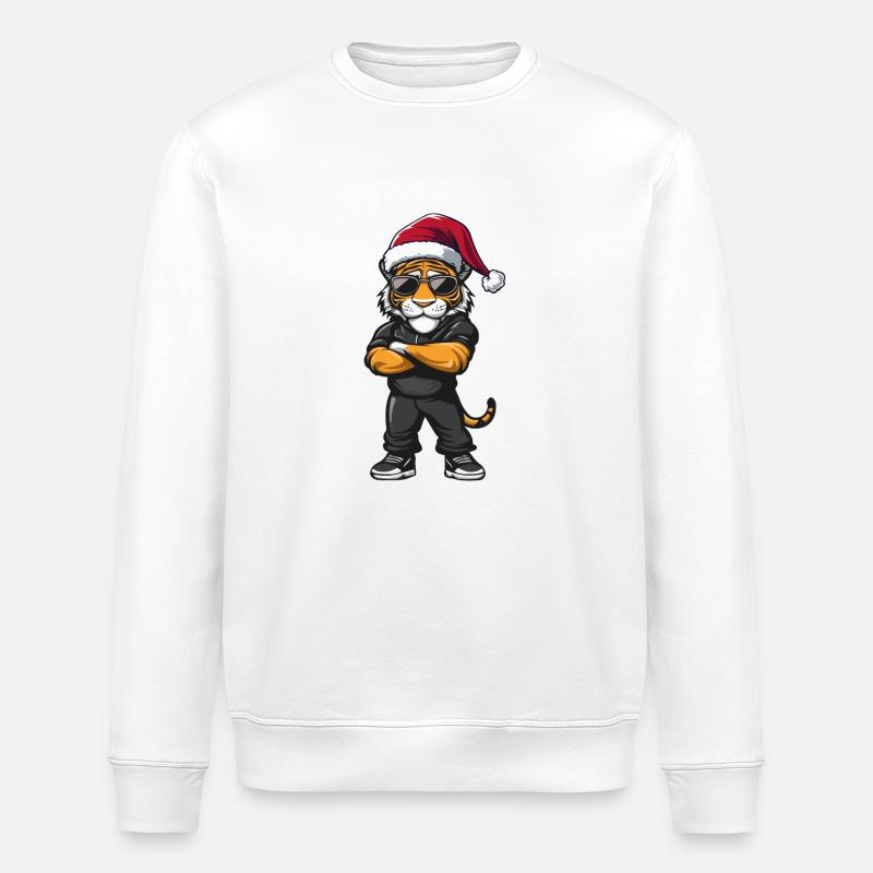 Tiger Weihnachtsmann - Stanley/Stella Unisex Bio-Sweatshirt ROLLER - Weiß