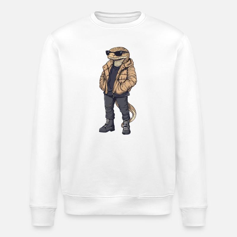 Schlange Kobra Cool Winter - Stanley/Stella Unisex Bio-Sweatshirt ROLLER - Weiß