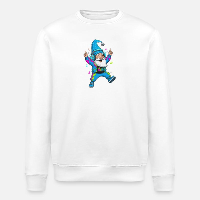 Nain techno avec un casque - Sweat bio ROLLER Stanley/Stella Unisexe - blanc