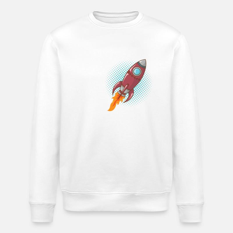 Comic Rocket Spaceship Spacecraft Missile - Stanley/Stella ROLLER Unisex Organic Sweatshirt - white