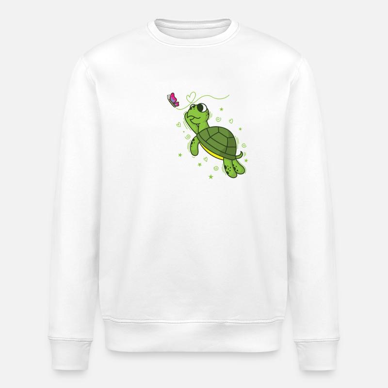 Turtle with Butterfly Reptile Water - Stanley/Stella ROLLER Unisex Organic Sweatshirt - white