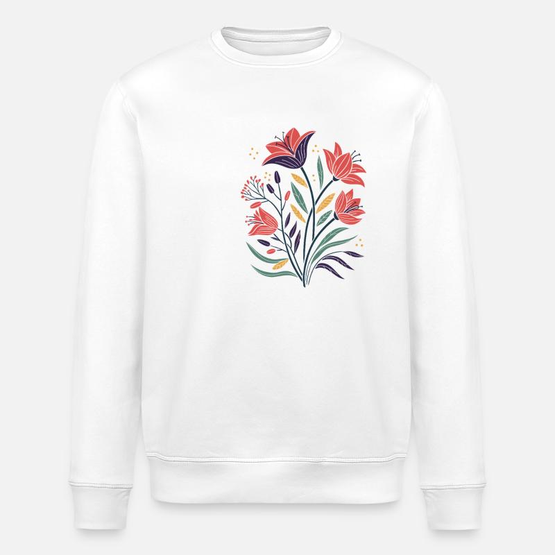 Fleurs - Printemps - Été - Fleurs - Sweat bio ROLLER Stanley/Stella Unisexe - blanc