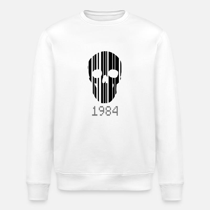 barcode Skull 1984 - Stanley/Stella ROLLER Unisex Organic Sweatshirt - white