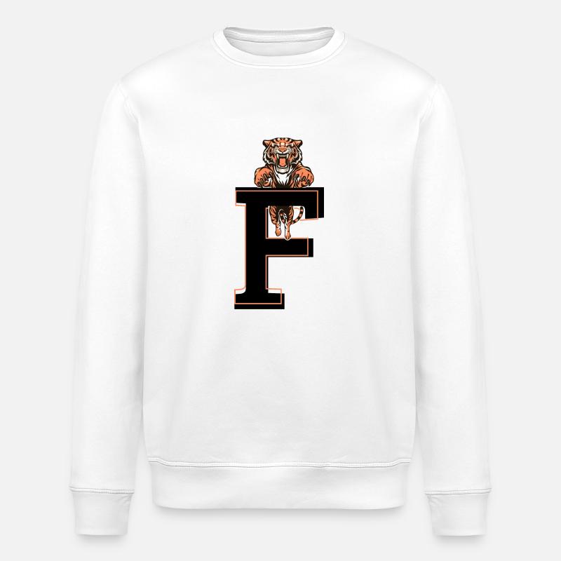 Letter f tiger - gift idea - Stanley/Stella ROLLER Unisex Organic Sweatshirt - white