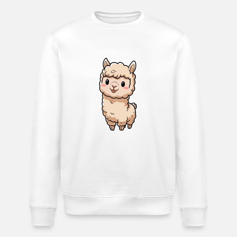 Süße Llama Chibi Alpaca - Stanley/Stella Unisex Bio-Sweatshirt ROLLER - Weiß