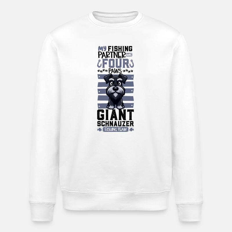 Pêche et schnauzer géant - Sweat bio ROLLER Stanley/Stella Unisexe - blanc
