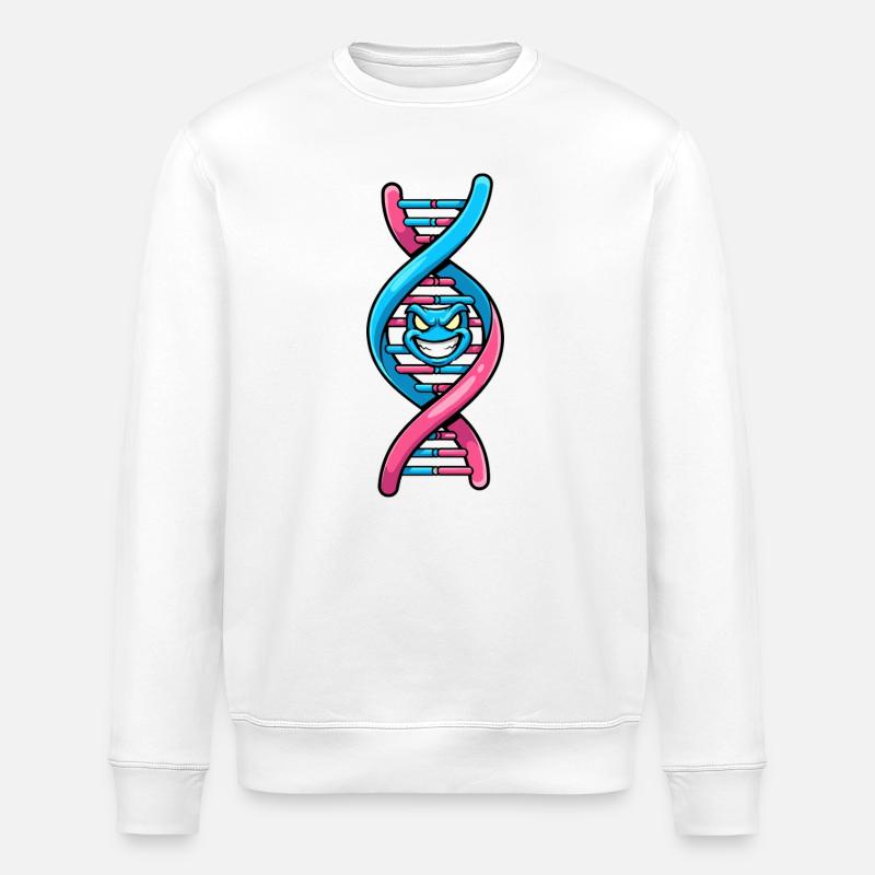 Neon-DNA mit grimmigem Gesicht - Stanley/Stella Unisex Bio-Sweatshirt ROLLER - Weiß