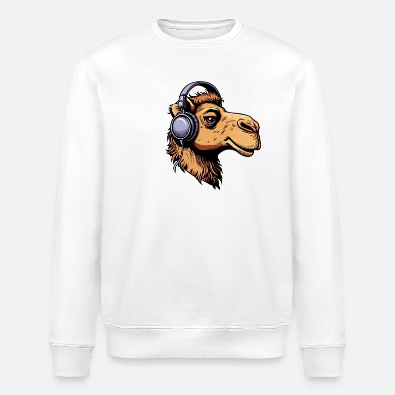 Kamel mit Kopfhörern - Stanley/Stella Unisex Bio-Sweatshirt ROLLER - Weiß