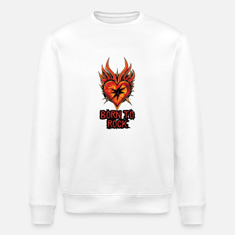 Born To Rock Herz - Stanley/Stella Unisex Bio-Sweatshirt ROLLER - Weiß