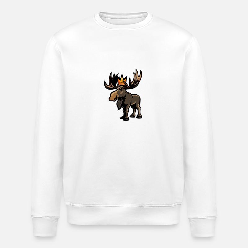 Moose Comic Crown - Stanley/Stella ROLLER Unisex Organic Sweatshirt - white