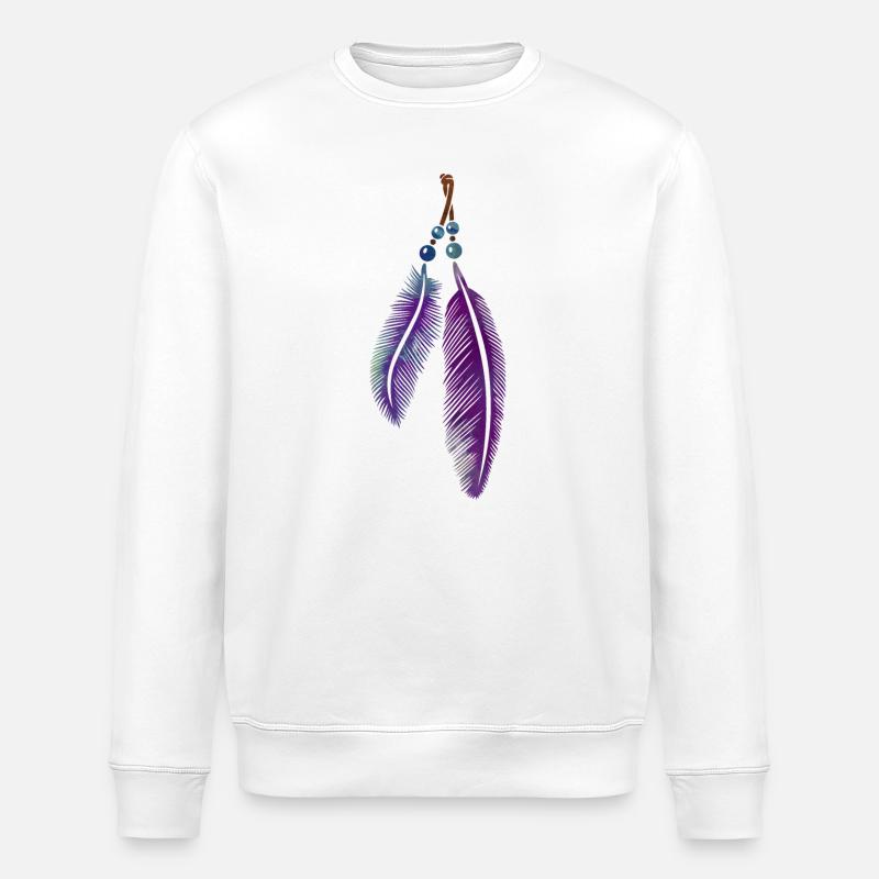Federn mit Perlen für Boho Fans - Stanley/Stella Unisex Bio-Sweatshirt ROLLER - Weiß