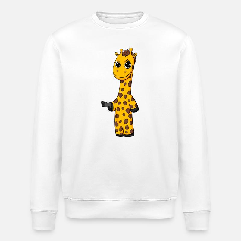 Giraffe with pistol - Stanley/Stella ROLLER Unisex Organic Sweatshirt - white