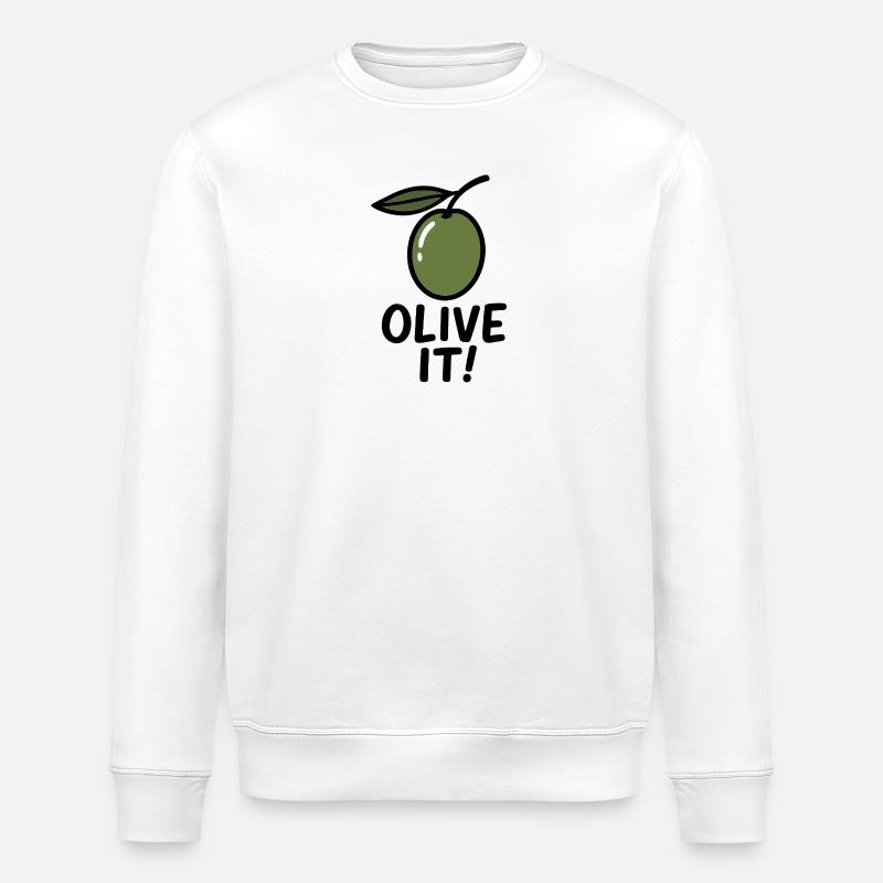 Olivenillustration mit Slogan - Stanley/Stella Unisex Bio-Sweatshirt ROLLER - Weiß
