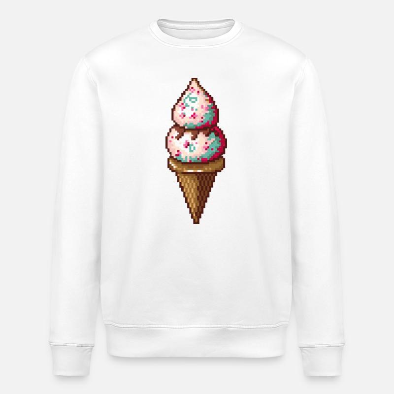 Pixel Eiscreme in Pixelkunst - Stanley/Stella ROLLER Unisex Organic Sweatshirt - white