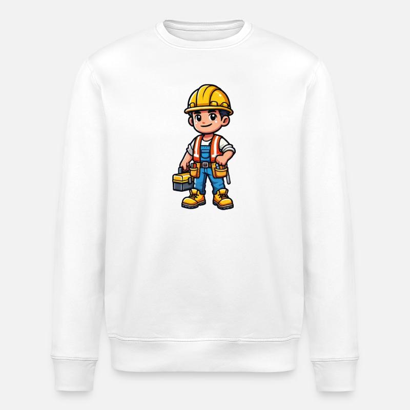construction worker - Stanley/Stella ROLLER Unisex Organic Sweatshirt - white