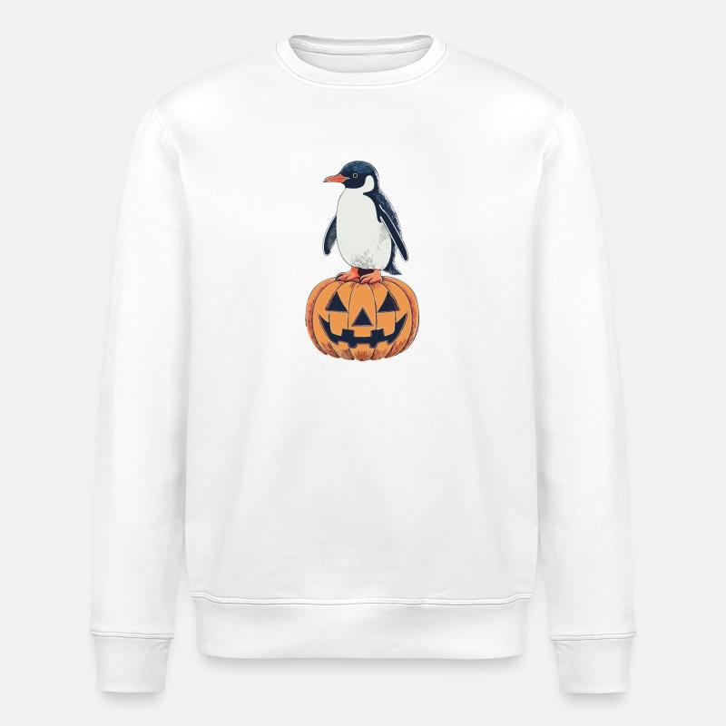 Halloween Pingouin Citrouille Design - Sweat bio ROLLER Stanley/Stella Unisexe - blanc