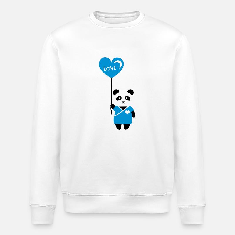 Pärchenshirt "Panda" Junge - Stanley/Stella Unisex Bio-Sweatshirt ROLLER - Weiß