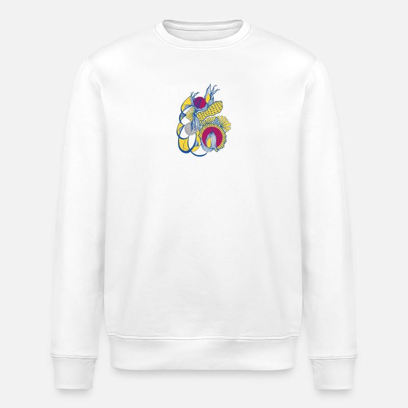 Bunte Blütenspirale - Stanley/Stella Unisex Bio-Sweatshirt ROLLER - Weiß