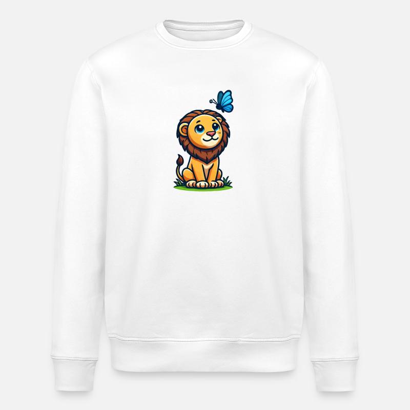 Lion avec papillon - Sweat bio ROLLER Stanley/Stella Unisexe - blanc