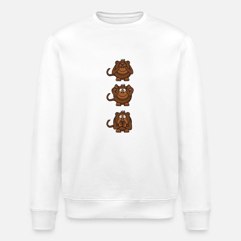 3 monkeys - Stanley/Stella ROLLER Unisex Organic Sweatshirt - white
