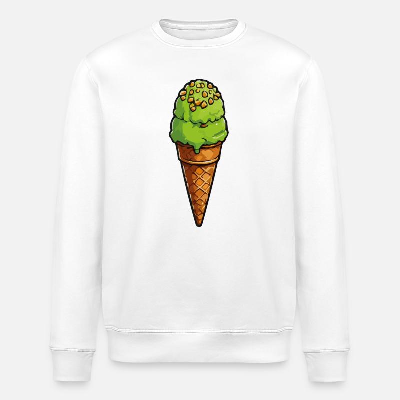 Pistazien Grünes Eis am Waffelcone - Stanley/Stella ROLLER Unisex Organic Sweatshirt - white