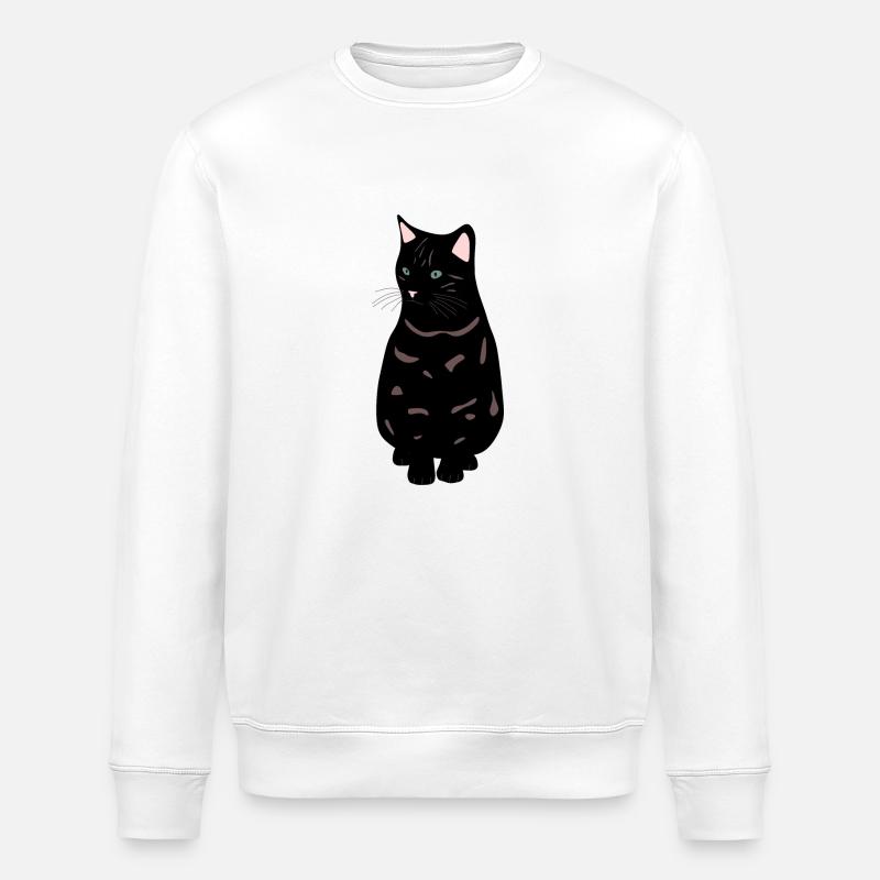 schwarze Katze - Stanley/Stella Unisex Bio-Sweatshirt ROLLER - Weiß