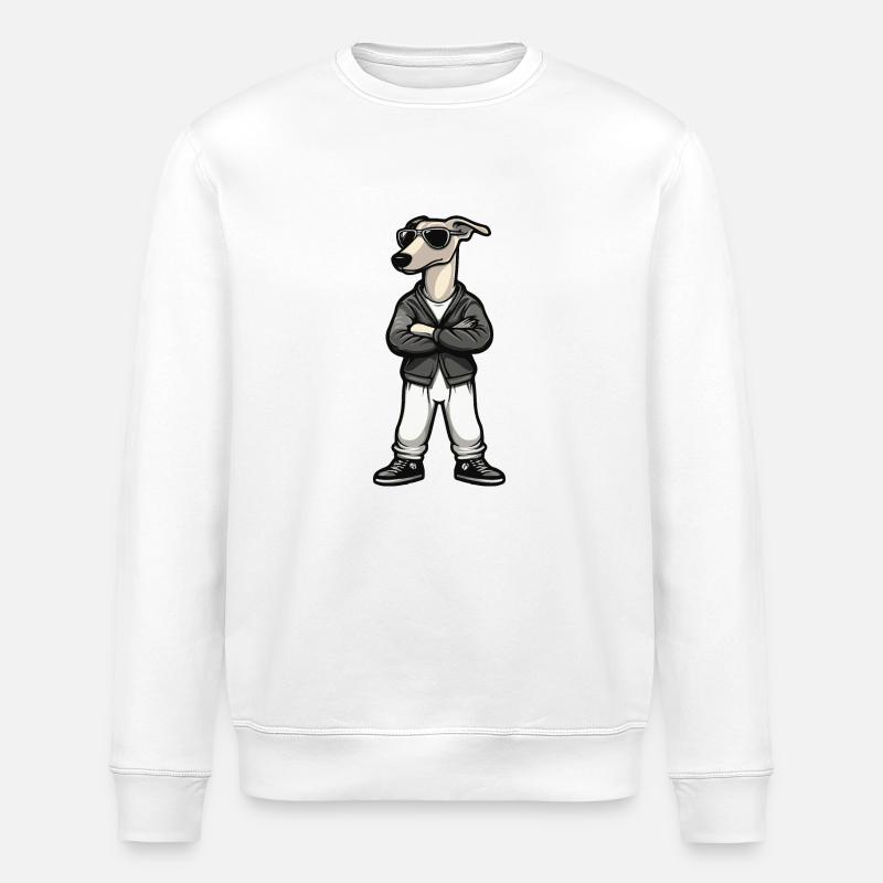 Greyhound Hund Comic - Stanley/Stella Unisex Bio-Sweatshirt ROLLER - Weiß