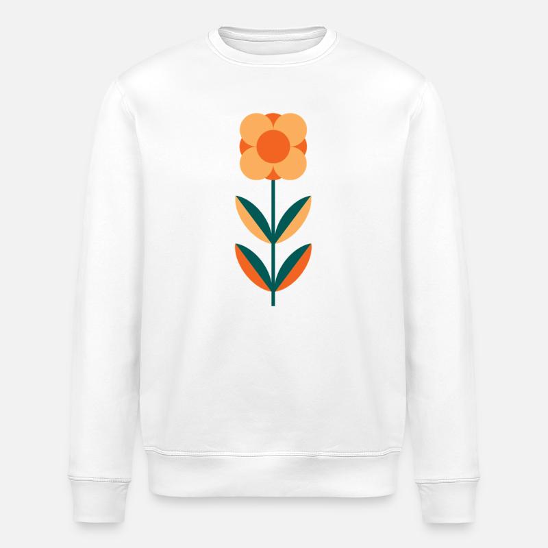 Minimalistisches Sommer-Mohnblüten-Design - Stanley/Stella Unisex Bio-Sweatshirt ROLLER - Weiß
