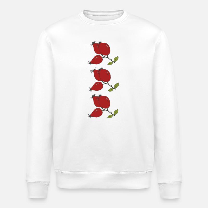 Rote Beerenzweig Illustration - Stanley/Stella Unisex Bio-Sweatshirt ROLLER - Weiß