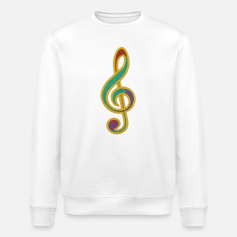 Buntes Glitzer-Violinschlüssel-Design - Stanley/Stella Unisex Bio-Sweatshirt ROLLER - Weiß