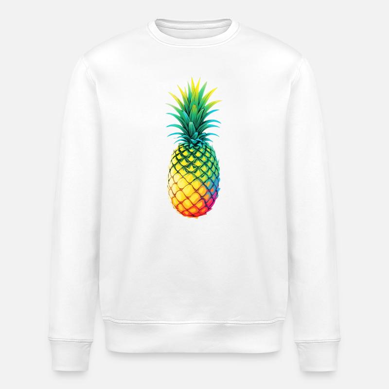 Regenbogen-Ananas Illustration - Stanley/Stella Unisex Bio-Sweatshirt ROLLER - Weiß