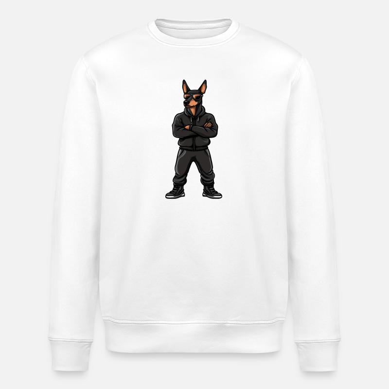 dobermann hund comic - Stanley/Stella Unisex Bio-Sweatshirt ROLLER - Weiß