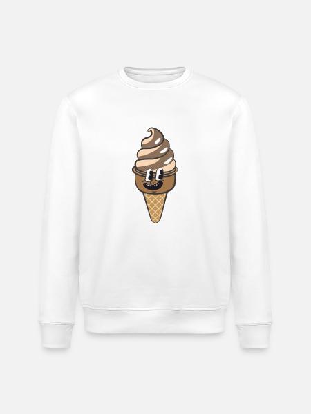 Retro Cartoon Eiscreme - Stanley/Stella Unisex Bio-Sweatshirt ROLLER - Weiß