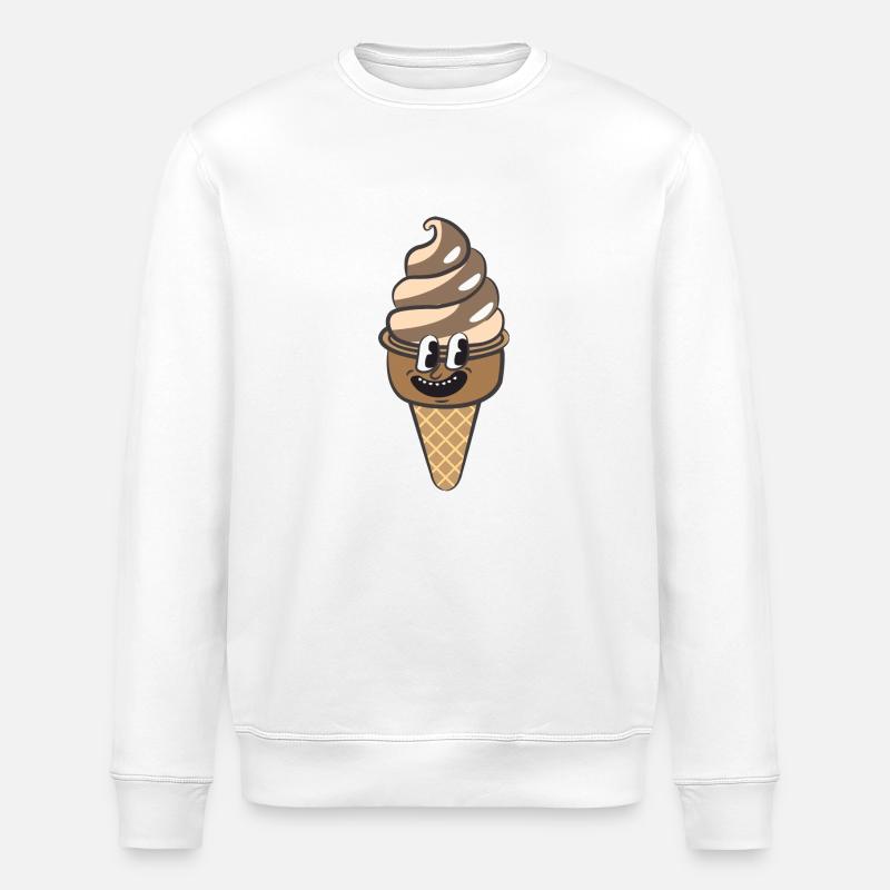 Retro Cartoon Eiscreme - Stanley/Stella Unisex Bio-Sweatshirt ROLLER - Weiß