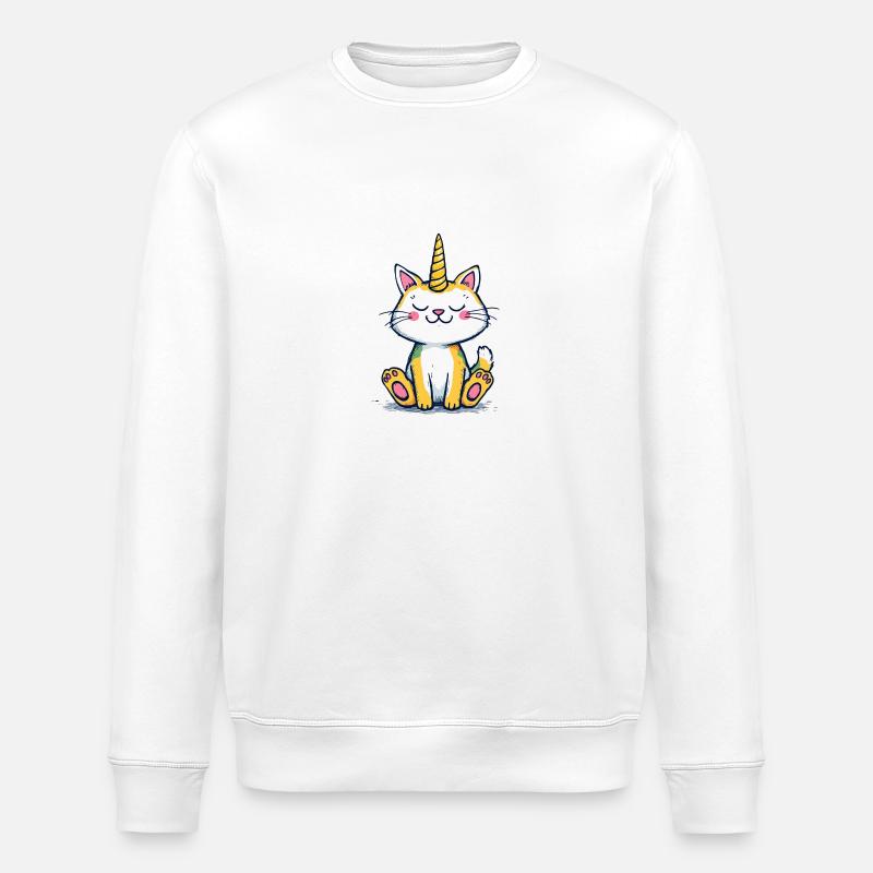 Einhornkatze - Stanley/Stella Unisex Bio-Sweatshirt ROLLER - Weiß