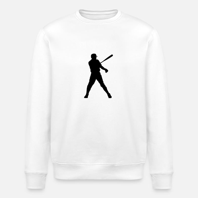 Baseball Mann Silhouette - Stanley/Stella Unisex Bio-Sweatshirt ROLLER - Weiß