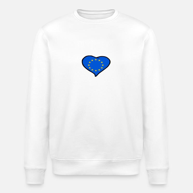 Europa herz Flagge - Stanley/Stella Unisex Bio-Sweatshirt ROLLER - Weiß