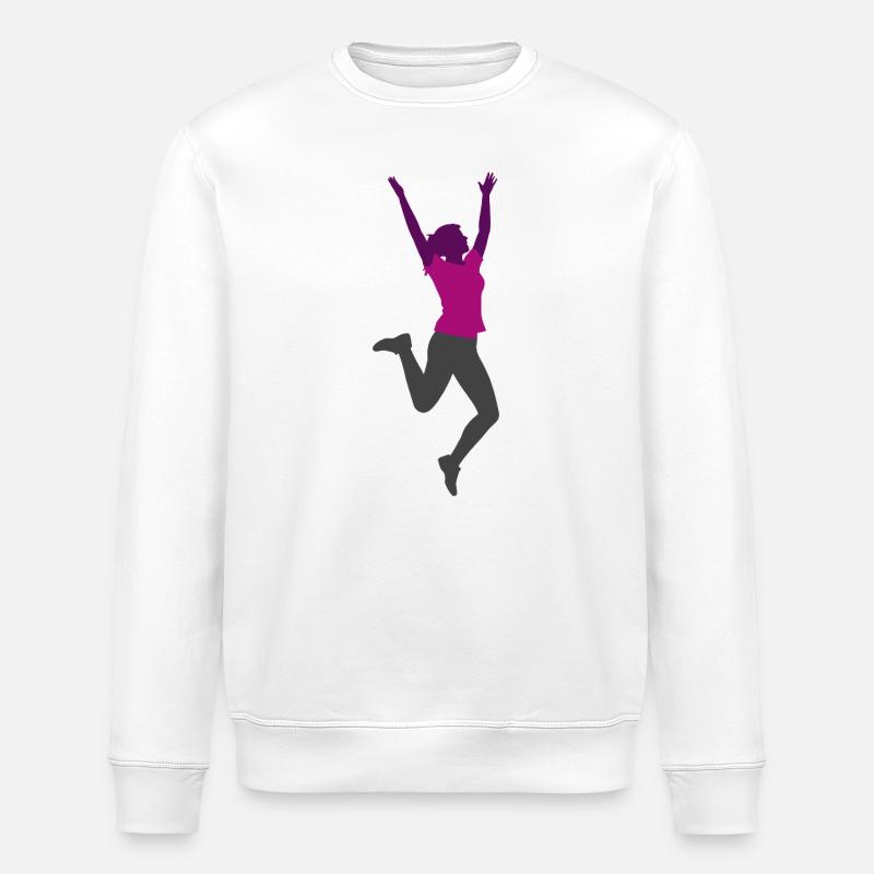 Frau springend - Stanley/Stella Unisex Bio-Sweatshirt ROLLER - Weiß