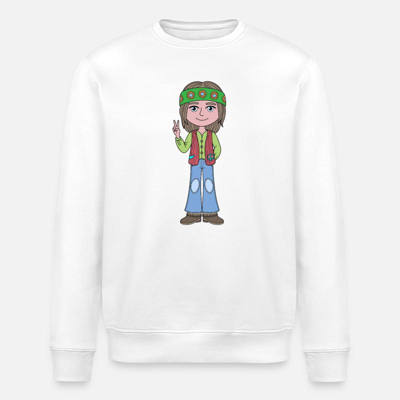 Hippie-Peace-Sign Cooles Mädchen - Stanley/Stella Unisex Bio-Sweatshirt ROLLER - Weiß