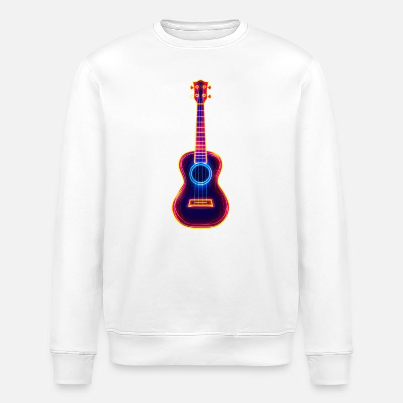 Retro Ukulele Synthwave - Stanley/Stella Unisex Bio-Sweatshirt ROLLER - Weiß
