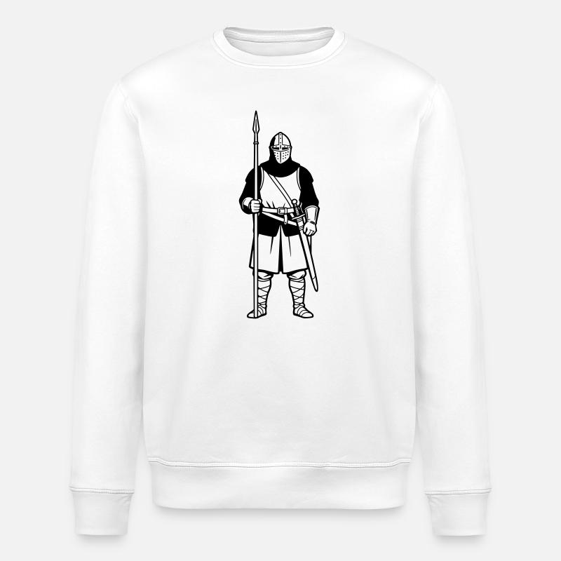 Ritter mit Lanze - Stanley/Stella Unisex Bio-Sweatshirt ROLLER - Weiß